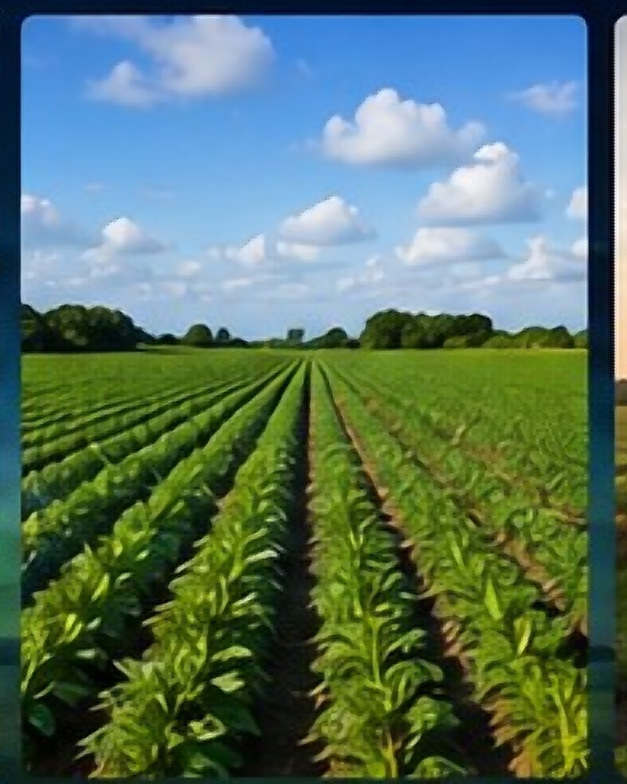 Rows of crops on the Greenfield Fortress agro investment farm